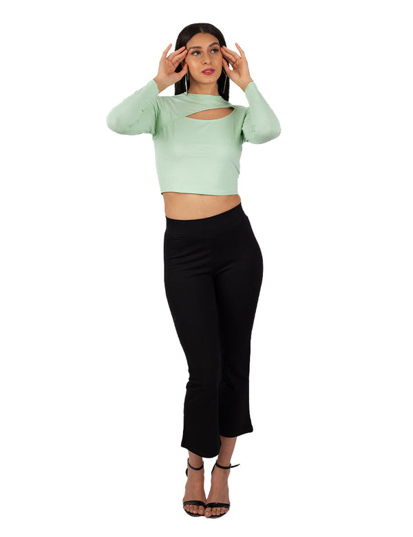 Chest Cut Out Boat Neck Crop Top